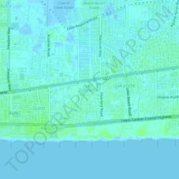 Igboefon topographic map, elevation, terrain