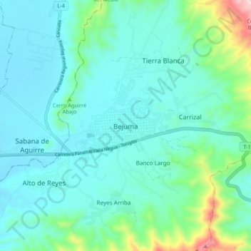 Bejuma topographic map, elevation, terrain