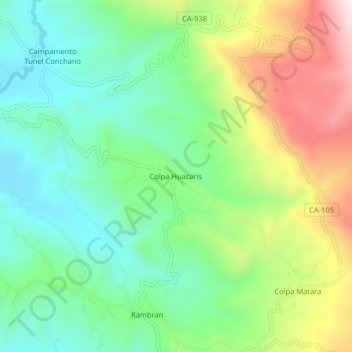 Colpa Huacaris topographic map, elevation, terrain