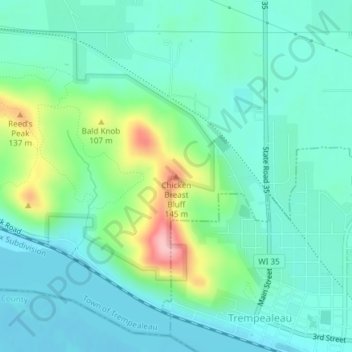 Chicken Breast Bluff topographic map, elevation, terrain
