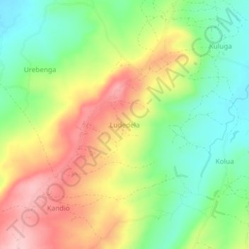 Ludedela topographic map, elevation, terrain