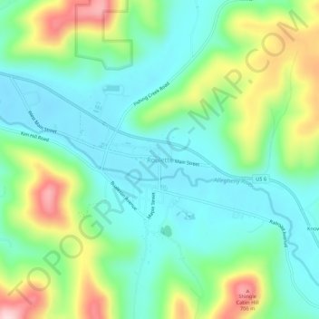 Roulette topographic map, elevation, terrain