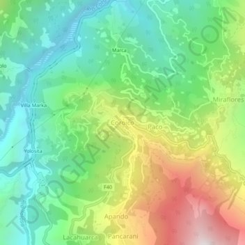 Coroico topographic map, elevation, terrain