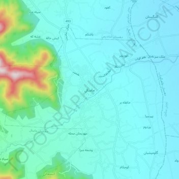 Masal topographic map, elevation, terrain