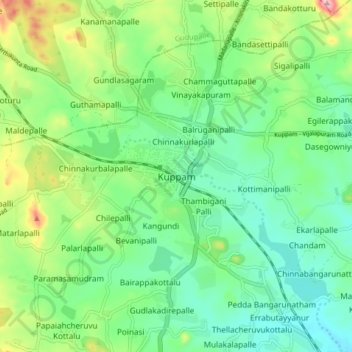 Kuppam topographic map, elevation, terrain