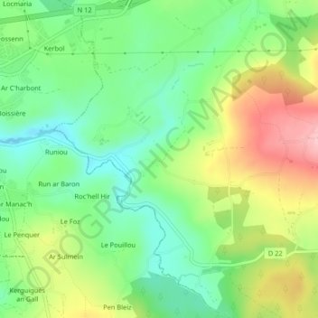 Darzel topographic map, elevation, terrain