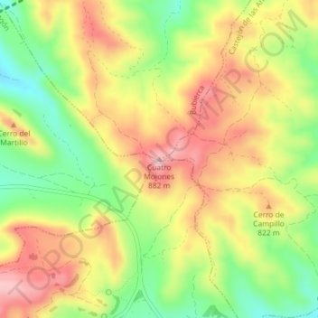 Cuatro Mojones topographic map, elevation, terrain