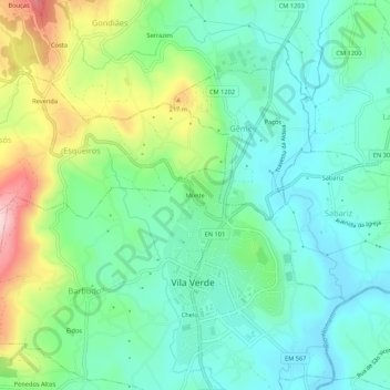 Monte topographic map, elevation, terrain