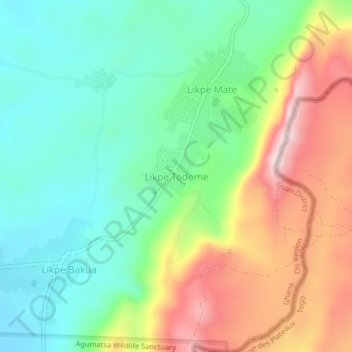 Likpe Todome topographic map, elevation, terrain
