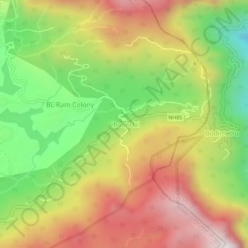 Choondal topographic map, elevation, terrain