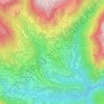 Pizzino topographic map, elevation, terrain