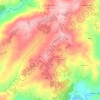 Pindo topographic map, elevation, terrain