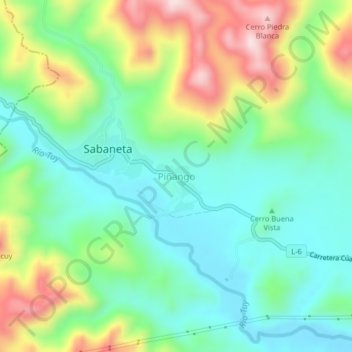 Piñango topographic map, elevation, terrain