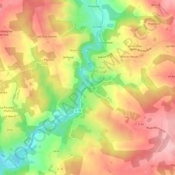 Le Rat topographic map, elevation, terrain