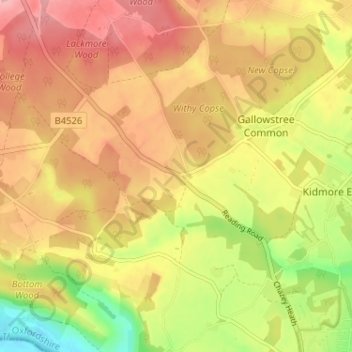 Cane End topographic map, elevation, terrain