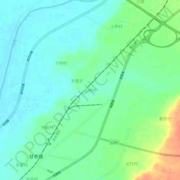 上桥村 topographic map, elevation, terrain