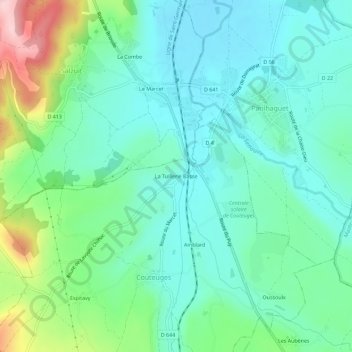La Tuillerie Basse topographic map, elevation, terrain