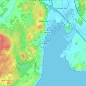 Forsbäck topographic map, elevation, terrain