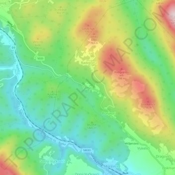 Tomići topographic map, elevation, terrain