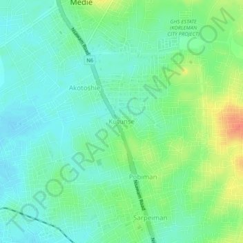 Kutunse topographic map, elevation, terrain