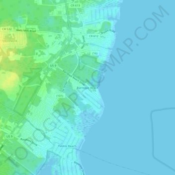 Barnegat Beach topographic map, elevation, terrain