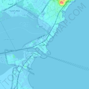 La Goulette topographic map, elevation, terrain