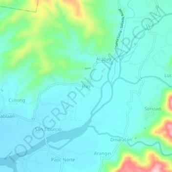 Pias topographic map, elevation, terrain