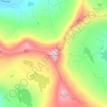 Borgarknappur topographic map, elevation, terrain