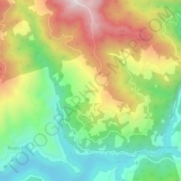 Üzümlü topographic map, elevation, terrain