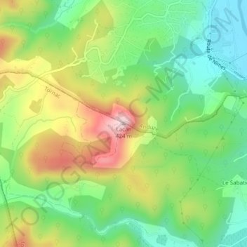 Lacan topographic map, elevation, terrain