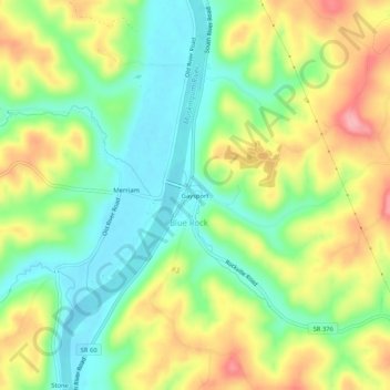 Gaysport topographic map, elevation, terrain