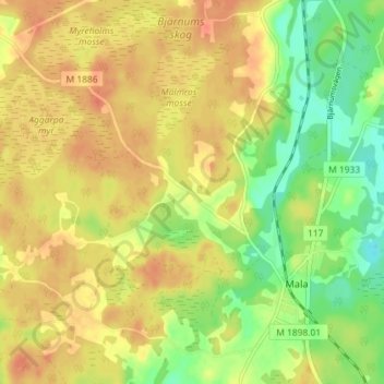 Matteröd topographic map, elevation, terrain