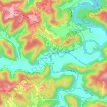 Spanishburg topographic map, elevation, terrain