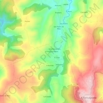 A Proba de Burón topographic map, elevation, terrain