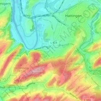 Lembeck topographic map, elevation, terrain