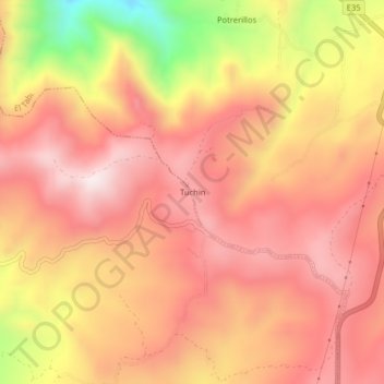 Tuchin topographic map, elevation, terrain