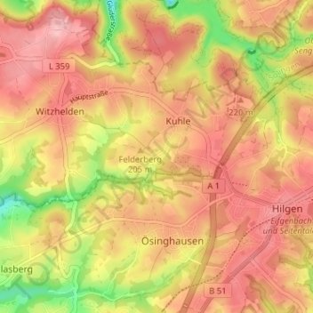Höhscheid topographic map, elevation, terrain