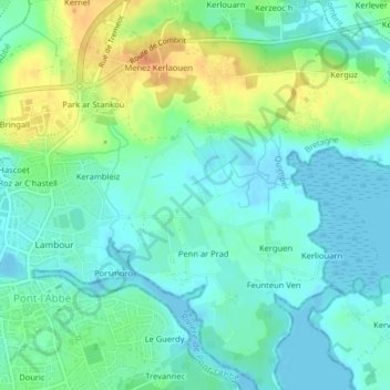 Lande Vallée topographic map, elevation, terrain
