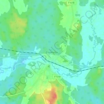 Forsheda topographic map, elevation, terrain