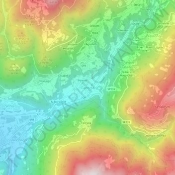 Canezza topographic map, elevation, terrain