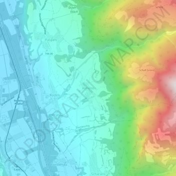 Almens topographic map, elevation, terrain
