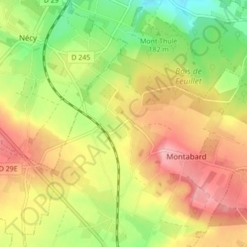 Clinchamps topographic map, elevation, terrain