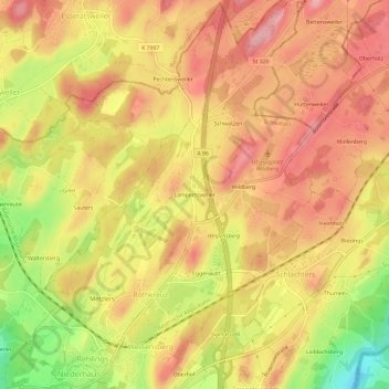 Lampertsweiler topographic map, elevation, terrain