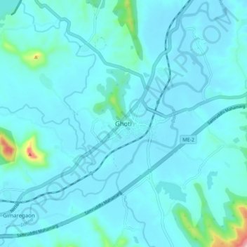 Ghoti topographic map, elevation, terrain