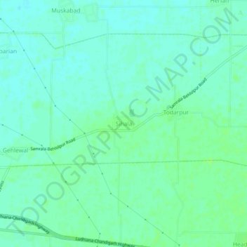 Sihala topographic map, elevation, terrain