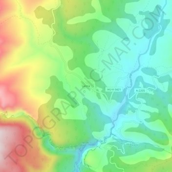 Lecina topographic map, elevation, terrain