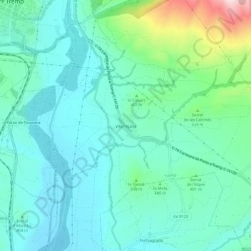 Vilamitjana topographic map, elevation, terrain