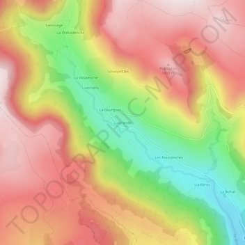 Lustrande topographic map, elevation, terrain
