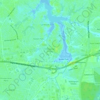Chesopeian Colony topographic map, elevation, terrain