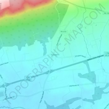 Schubert topographic map, elevation, terrain